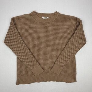 Time and Tru Brown Waffle Knit Crew Neck Sweater Womens Large 12-14
